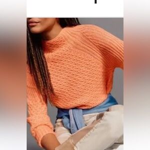 Anthropologie Orange Mockneck tunic sweater size Medium